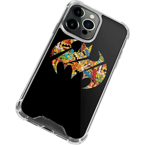 DC Comics Batman Silhouette Logo Vintage Pattern iPhone 14 Pro Clear Case